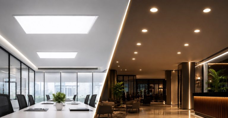LED Panel Light vs LED Down light Which One Is Better for Commercial Spaces